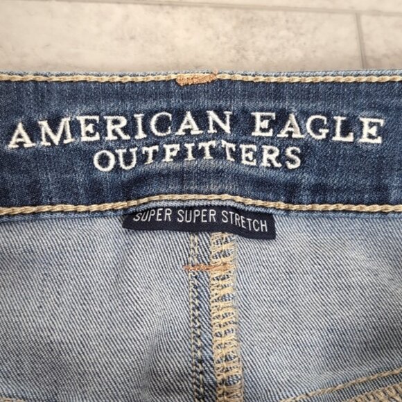 American Eagle Tomgirl Jeans Ripped Destroyed Super Stretch Slim Leg Denim - Picture 7 of 16